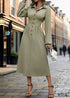 Boho Lapel Waist Cardigan Button Shirt Dress